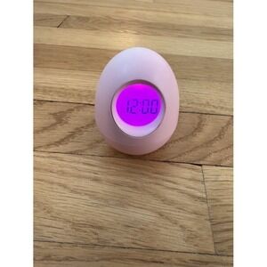 RARE Brookstone "BOB" Pink Wobble Clock 5-in-1 Clock Oval Egg *WORKING* SEE VID